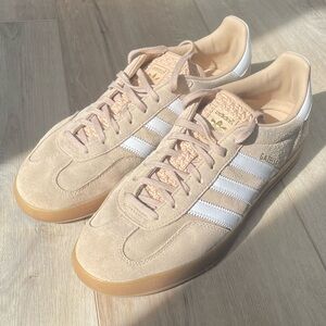 Adidas Tan Gazelles with White Accents